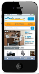 View of OfficeFurniture.com on a smart phone.